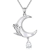 POPLYKE Moon Necklaces for Women 925 Sterling Silver Crescent Moon Necklace Jewelry Gifts for Women