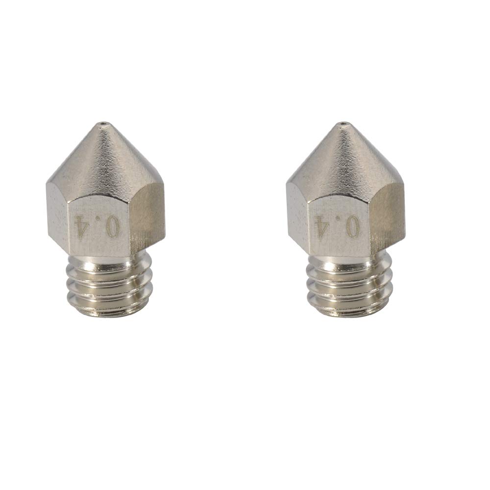 2pcs MK8 Wear Resistant Plated Brass Nozzle 0.4mm for 1.75mm Makerbot MK8 extruder, Creality CR10, Ender 3 Pro Ender 5 Pro Tevo Tornado 3D Printer (2X 0.4mm)