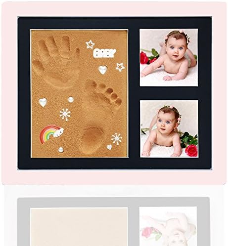 Baby Handprint Picture Frame Kit - NEW FASTER SAFER CLEANER FOAM - Footprint Keepsake Box, Gift Registry Baby Shower for Newborn Girls Boys, Non-Toxic Photo Frames Nursery Decor