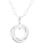 Tahmi Sterling Silver 925 Chunky Love Knot Pendant Necklace for Women | Modern Everyday Circle Pendant with Silver Chain | Statement Jewelry Gift for Her, 18-20"