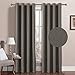 H.VERSAILTEX Linen Blackout Curtain 108 Inches Long for Bedroom/Living Room Thermal Insulated Grommet Linen Curtain Drapes Primitive Textured Burlap Effect Window Drapes 1 Panel - Heather Taupe Gray