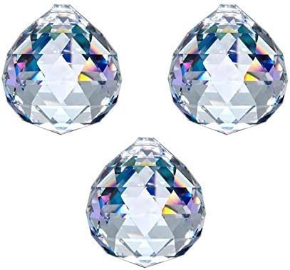 DecoGreat, Quality Chandelier Faceted Crystal Ball Prism Suncatcher, 20mm (3 Count)