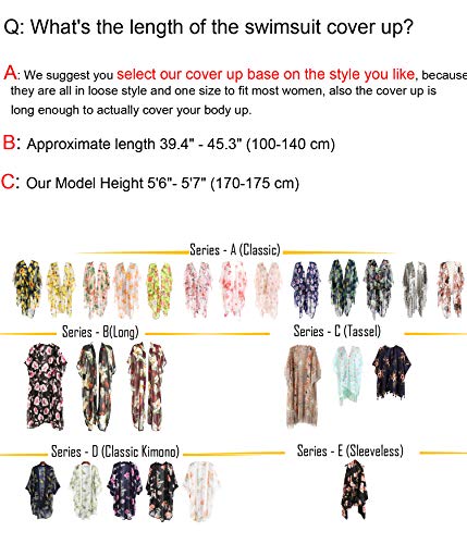 Outrip Women Swimsuit Bathing Suit Beach Cover up Chiffon Floral Kimono Cardigan