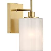 Savoy House M90116NB Meridian Modern Strie Glass Wall Sconce, 1-Light 60 Watt, 10" H x 5" W, Natural Brass