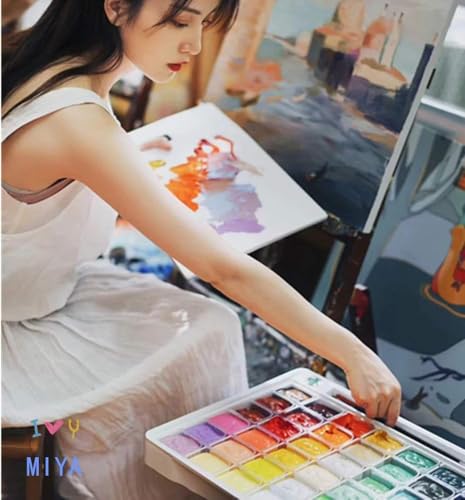 AOOK HIMI Gouache Paint Set Jelly Cup 56 Vibrant Colors Non Toxic Paints with Portable Case Palette for Artist Canvas Painting Watercolor Papers, Rich Pigment, (56 coler white)