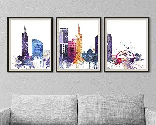 Amazon.com: Melbourne Wall Art Set of 3 Prints Australia City Triptych