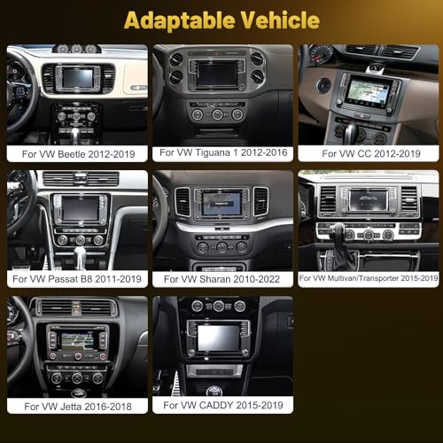 Roinvou 4+64G Radio Coche para VW Beetle Passat Jetta Sharan CC Tiguana Caddy Carplay Inalámbrico Android Auto, Android Pantalla Radio Coche 7'' MirrorLink Bluetooth WiFi GPS 32EQ RDS/FM SWC Cámara