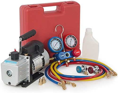 4CFM 1/4hp Air Vacuum Pump HVAC Refrigeration AC Manifold Gauge Set R134a A/C