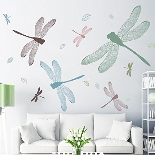 HCCY Large fresh dragonfly living room TV sofa background decorations wall paper romantic bedroom bed creative dragonfly posters 250*150cm, Picture Color
