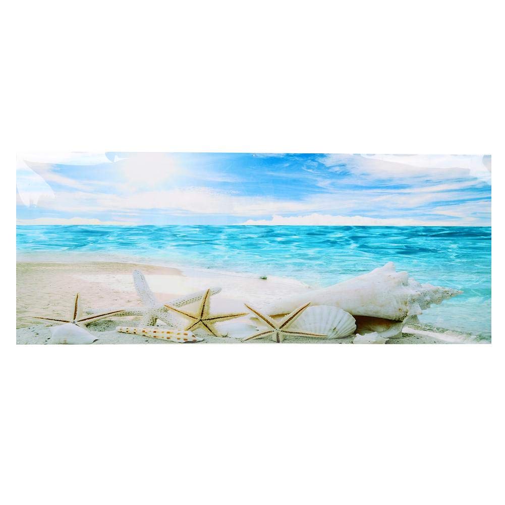 Cikonielf Glow Aquarium Background Sticker - Peel and Stick PVC Decorative Poster for Fish Tank, Sea Landscape Design (61x41cm)