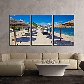 Island of Vir Beach Umbrellas Dalmatia Croatia x3 Panels