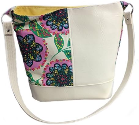 White Vinyl Bonnie Bucket Bag featuring floral print