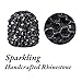 ZhiDeMai Valve Stem Caps 4 Pack Handmade Crystal Rhinestone Dust Caps Universal Tire Valve ，Bling Car Accessories with 1 Piece Ring Emblem Sticker for Ignition Engine Auto Start Button Key (Black)