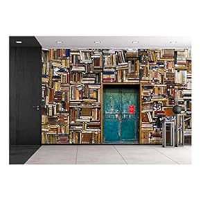 Antique Building with a Wall of Books - Removable Wall Mural | Self-Adhesive Large Wallpaper - 66x96 inches