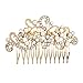 Missgrace Rhinestone Jewelry Comb Bridal Headpiece Hair Clip Women Hair Accessories(Gold)
