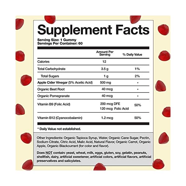 Goli Apple Cider Vinegar Gummy Vitamins 60 Count Vitamins B9 & B12