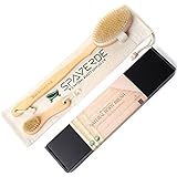 100% Natural Dry Body Brush & Face Brush Set for Dry Brushing, Bath & Shower with Long Handle and Boar Bristles - Exfoliate Skin, Reduce Cellulite & Improve Circulation - Perfect As a Gift - FREE Bag & Instructions