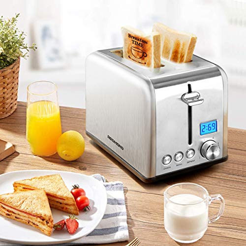 REDMOND Toaster 2 Slice, Stainless Steel Wide Slot Toaster with LCD