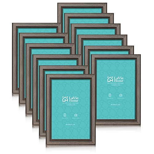 LaVie Home 4x6 Picture Frames (12 Pack, Brown) Simple Designed Photo Frame with High Definition Glass for Wall Mount & Table Top Display, Set of 12 Classic Collection