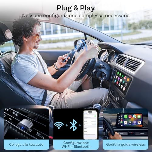 OTTOCAST 2 in 1 Wireless CarPlay and Android Car Adapter, Mini Nova 2026 Ultra-Compact Wireless Adapter, Supports ChatGPT Gemini (iOS 26.3+), Plug & Play for Car with CarPlay/Android Car Wired