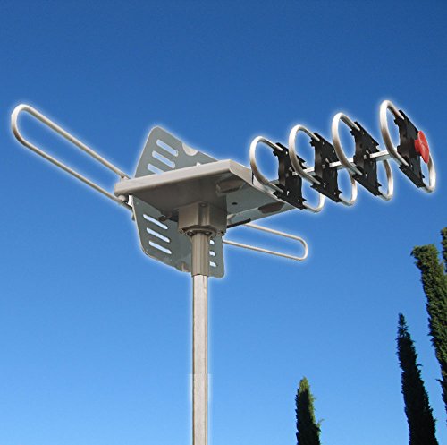 Able Signal Amplified Hd Digital Outdoor Hdtv Antenna With Motorized 360 Degree Rotation, Uhf/Vhf/Fm Radio With Infrared Remote Control. (643906445850)