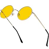 Red Lens Circle Glasses Small Round Polarized Sunglasses for Women Men Retro Hippie Style Circle Sun Glasses