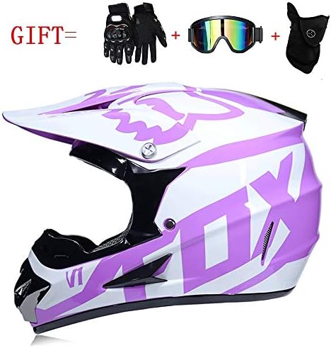 Adult and Children's Motocross Helmet MX Motorcycle Helmet ATV Scooter ATV Helmet Road Racing D.O.T Certified Fox Goggles Gloves Mask (S, M, L, XL),L
