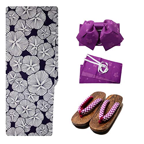 image for Generic Sakura Women Japanese Yukata (Summer Kimono) & Pre Tied OBI Be