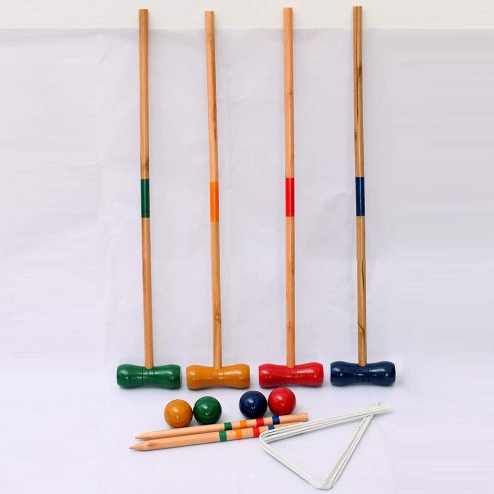 circulor Jeu De Croquet en Bois pour 26 Joueurs Portable Croquet Jeu Costume Maillet Pôle