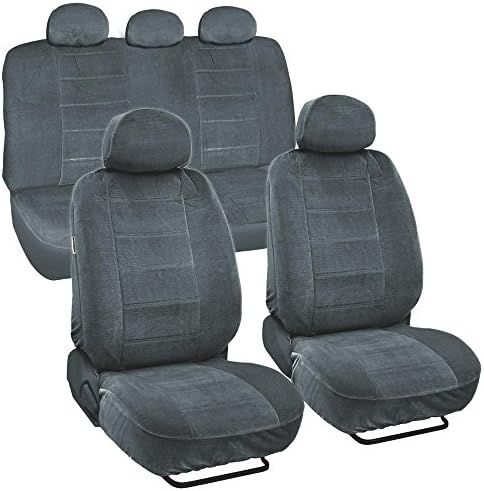BDK CozySeats Fine Encore Fabric Car Seat Covers -Full Set Front & Rear in Charcoal - Original Seat Protection