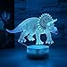 Dinosaur Illusion Night Light for Kids Birthday Gifts Optical Desk Lamp Table Touch Nursery Triceratops Walking Animals Party Western Children Room Decor 7 color Changing USB Crackle New Year Noew You