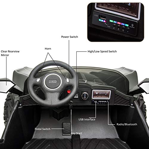 bable 2 (Two) Seater Kids Car Ride On Car Truck with 2.4G R/C Parental Remote Control, 12V Kids Electric Car Motorized Vehicles with USB/MP3 Music Player Bluetooth FM Radio and LED Lights - Black - Thumbnail 5