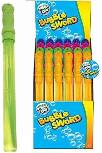 24 x Bubble Swords Stick Wand Assorted Colours 120ml Party Summer Fillers Toys- Wholesale Box, 28 cm