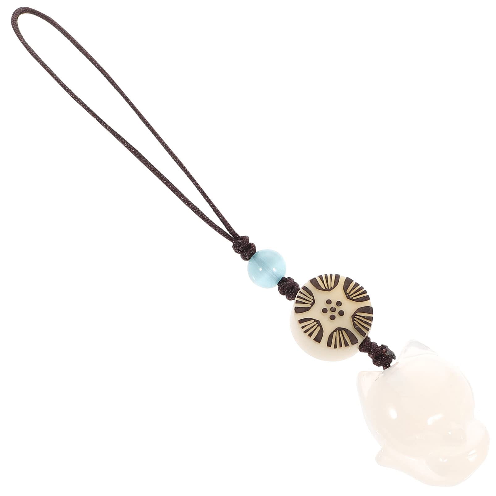 Hemobllo Phone Charm Pendant - Cell Phone Strap Cute Fox Lanyard Charm Key Chain Car Key Purse Pendant Hanging Pendants Decor White