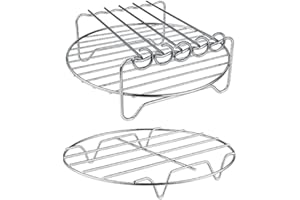 GQZ Air Fryer Rack XL Air Fryer Accessories Set of 2, Double Layer Rack with Skewer, Stackable Metal Holder