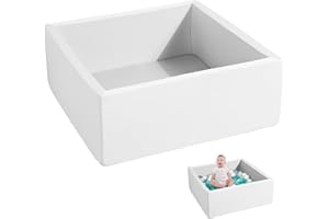 ENMOGO Foam Ball Pit for Toddlers Kids Square Soft Ball Pool Ideal Gift Play Toy for Children Kiddie Pools - White