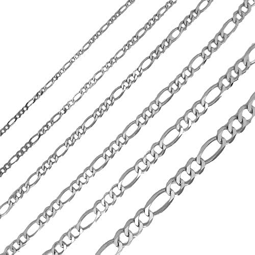 Gold Chain by Joule Shop | 10K Solid White Gold Figaro Chain | Necklace Jewelry for Men &amp; Women | 3mm width | 16"-24" length (22)