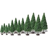 Cutemini Model Cedar Trees 12PCS Train Scenery Landscape Pine Miniature Diorama Trees Mixed Model for Road Architecture Building DIY Decoration Gift (12)