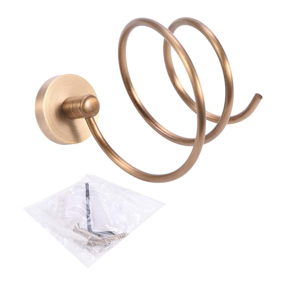 Garosa wall mount hair dryer holder, brass blow dryer organizer rack for bathroom, barbershop, washroom ¨C durable antique-style storage stand