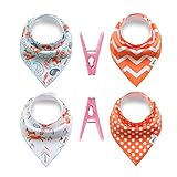 AIDOUT Baby Bibs - Cotton Infant Bandana Bibs 4 Pack Soft & Absorbent Drool Bibs for Boys, Girls, Unisex - Baby Registery Gift Set