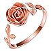 Esberry S925 Sterling Silver Rings Rose Open Ring 3D Rose Shape Adjustable Ring Jewelry for Women and Girls (Rose Gold, 9.25)