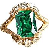 Viyuroyk 925 silver Shiny fashion ring Emerald ring, rose gold ring Wedding ring Engagement ring ring Cocktail ring for women cubic zircon oxide ring women jewelry rings statement