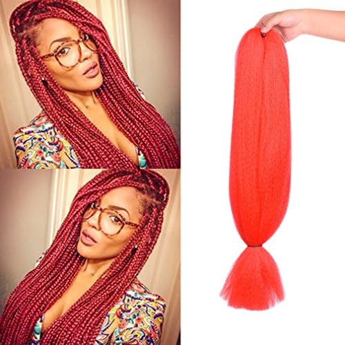 Wome Hair Aigemei 100% Kanekalon 1Pcs/Lot Braiding Hair Extensions Jumbo Braiding Crochet Hair Extensions Synthetic Straight Crochet Braids Hairstyles(Red#,48inch,57g)