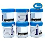 Sterile Urine Specimen Collection Cups with Temperature Strip and Lid, 90ml (6 Pack)