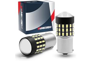 VEHICODE BRIGHTEN THE WAY TO FUTURE. VehiCode 1156 LED Bulb White Super Bright Kit 12V-24V 7506 93 P21W 1073 3497 BA15S Single Contact Replacement with Projector for Car Automotive Reverse Backup DRL Lawn Mower (2 Pack)