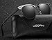 Joopin Semi Rimless Polarized Sunglasses Women Men Retro Sun Glasses with Case (Black Metal Frame Black Lens)