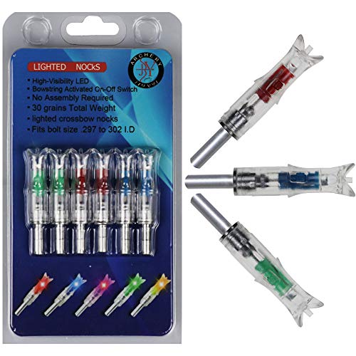 JY-Sports Lighted Crossbow Nocks Automatic Light Nocks Replaceable Led Crossbow Nocks for Hunting Shooting (Blue x 2-Green x 2-Red x 2)