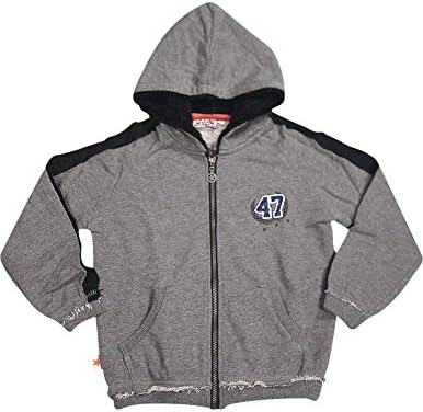 Wild Mango - Little Boys Varsity Zip Up Hoodie Jacket, Dark Grey 32055-5