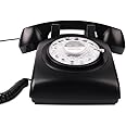 MCHEETA Rotary Phone, Desk Phones, Retro Phones for Landline, Vintage Corded Telephone with Redial Function for Home Office Hotel School, Black