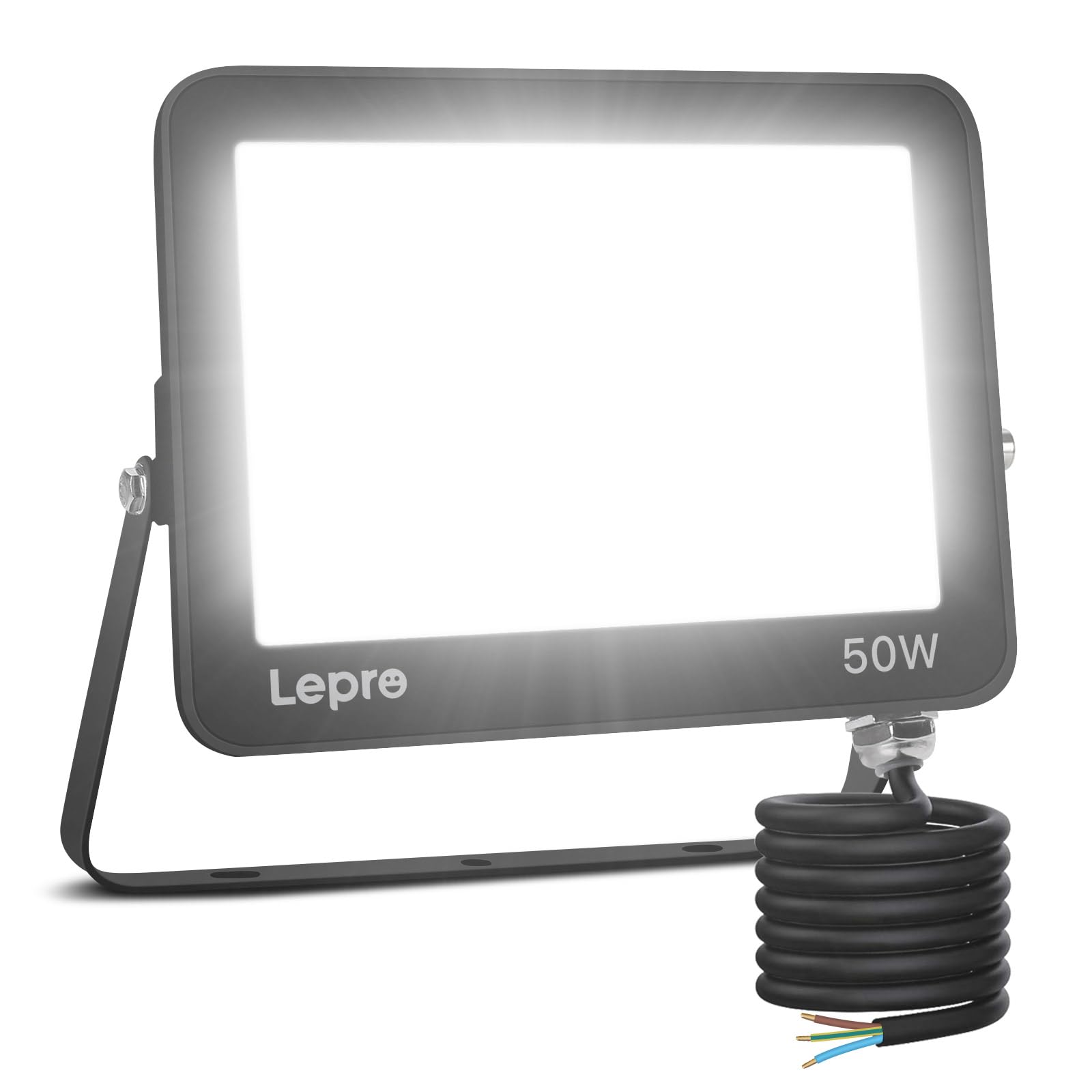 Lepro 50W Led Floodlight Outdoor, 5000lm LED Security Lights, 350W Incandescent Lamp Equivalent, Waterproof IP65, Daylight White Outdoor Lights for Garden Backyard [Without Sensor]
